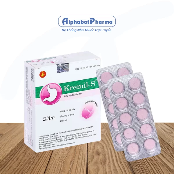 Thuốc điều trị đau dạ dày, giảm nóng rát, đầy hơi và ợ chua Kremil-S (10 vỉ x 10 viên/hộp)