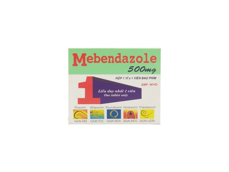 Thuốc trị giun sán  Mebendazol 500mg MKP (1 viên/hộp)