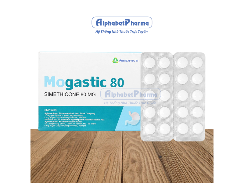 Thuốc trị đầy hơi, khó tiêu Mogastic 80 (10 vỉ x 10 viên/hộp)