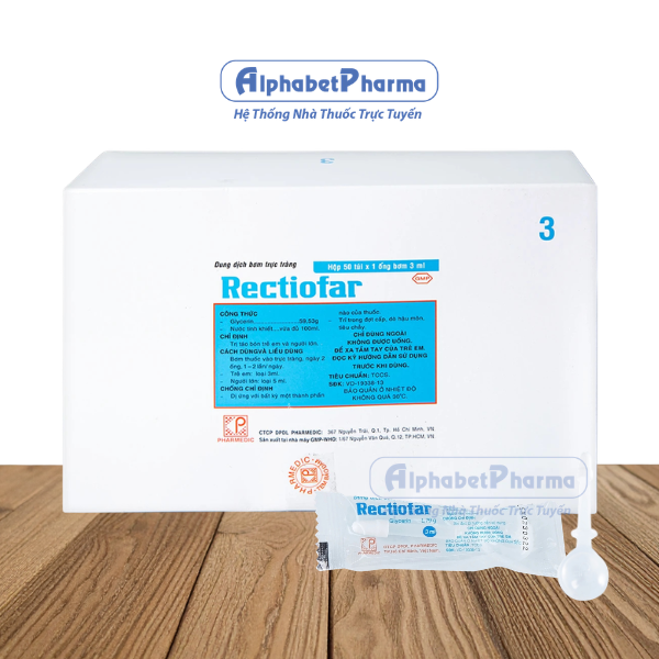 Dung dịch bơm trực tràng trị táo bón ở trẻ em Rectiofar 3ml (50 ống/hộp)