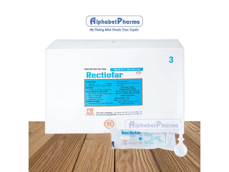 Dung dịch bơm trực tràng trị táo bón ở trẻ em Rectiofar 3ml (50 ống/hộp)