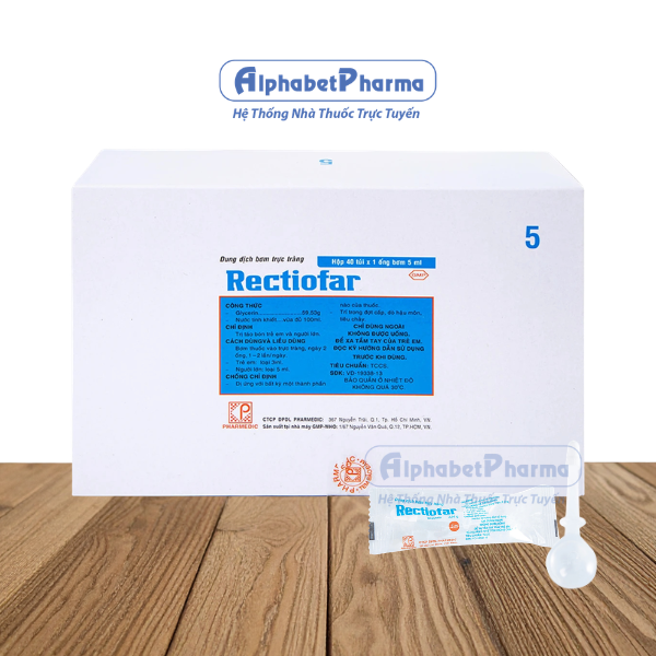 Dung dịch bơm trực tràng trị táo bón ở người lớn Rectiofar 5ml (40 ống/hộp)
