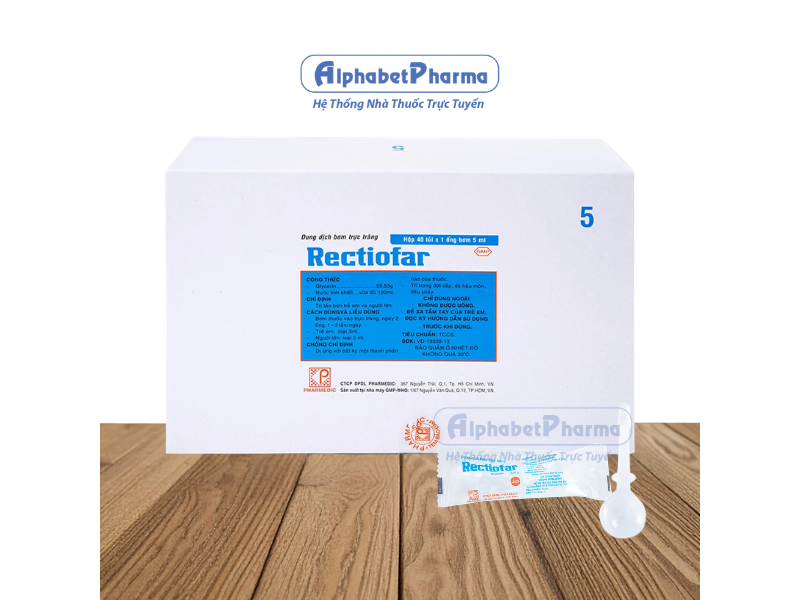 Dung dịch bơm trực tràng trị táo bón ở người lớn Rectiofar 5ml (40 ống/hộp)