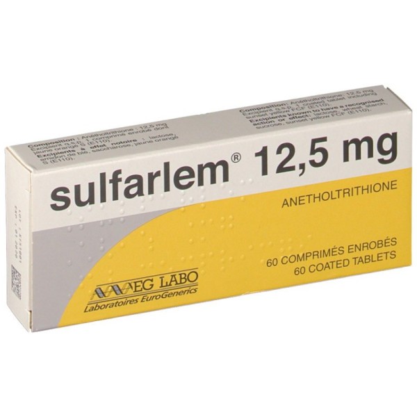 Thuốc điều trị hỗ trợ chứng giảm tiết nước bọt Sulfarlem 12.5mg (2 vỉ x 30 viên/hộp)