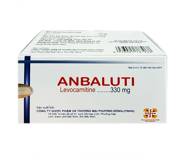 Thuốc điều trị thiếu hụt carnitine Anbaluti PhuongDongPharma (9 vỉ x 10 viên/hộp)