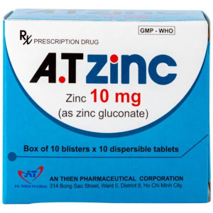 Thuốc bổ sung kẽm A.T Zinc 10mg (10 vỉ x 10 viên/hộp)