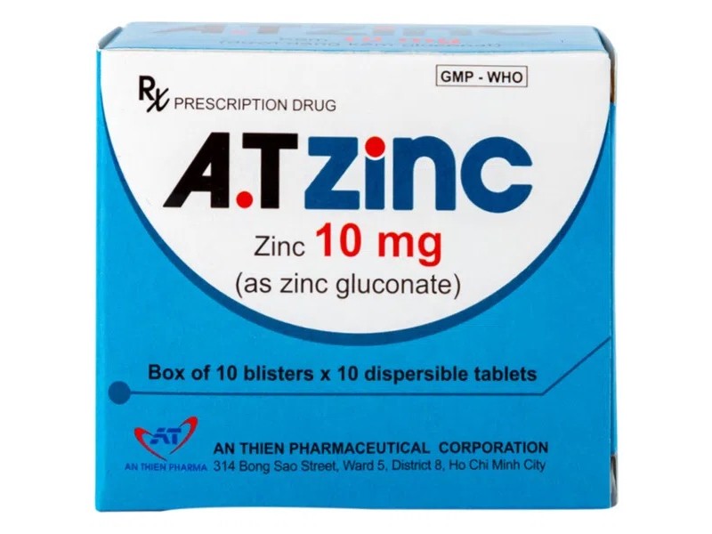 Thuốc bổ sung kẽm A.T Zinc 10mg (10 vỉ x 10 viên/hộp)