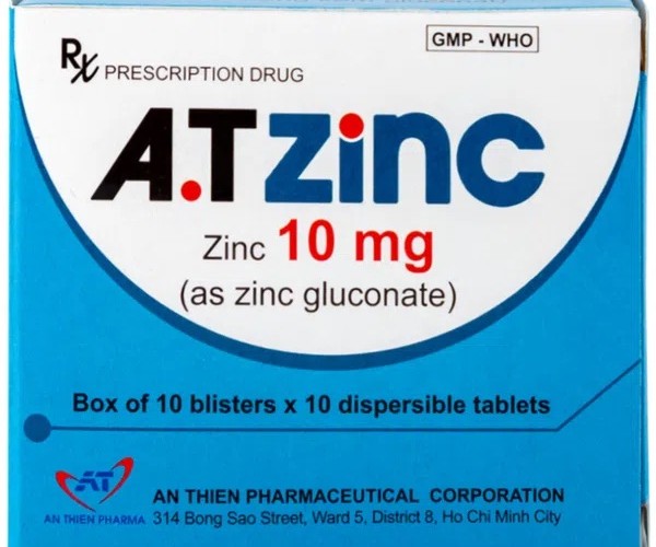 Thuốc bổ sung kẽm A.T Zinc 10mg (10 vỉ x 10 viên/hộp)