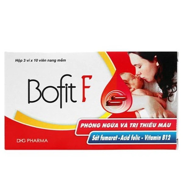 Thuốc phòng ngừa và trị thiếu máu do thiếu sắt Bofit F (3 vỉ x 10 viên/hộp)