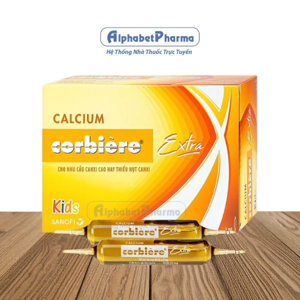 Thuốc điều trị tình trạng thiếu canxi cho trẻ em Calcium corbiere kids extra 5ml (30 ống/hộp)