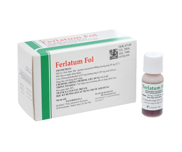 Dung dịch uống phòng ngừa, điều trị thiếu sắt và folat Ferlatum Fol (15ml)