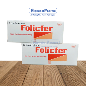 Thuốc phòng và điều trị thiếu máu do thiếu sắt Folicfer (3 vỉ x 10 viên/hộp)