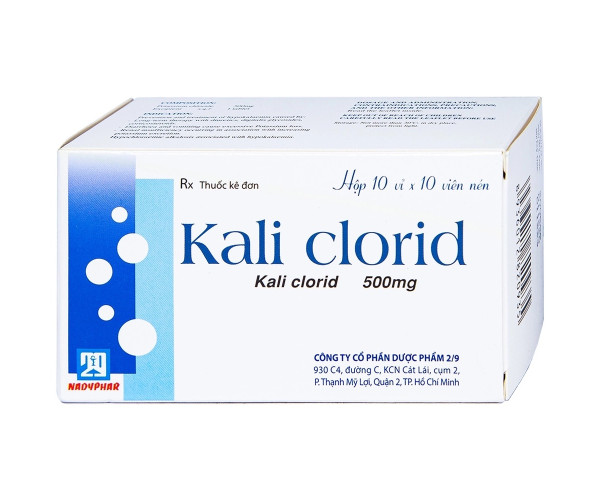 Thuốc điều trị các chứng giảm kali huyết Kali Clorid Nadyphar (10 vỉ x 10 viên/hộp)