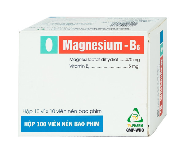 Thuốc điều trị các trường hợp thiếu magnesi Magnesium-B6 Tv.pharm (10 vỉ x 10 viên/hộp)