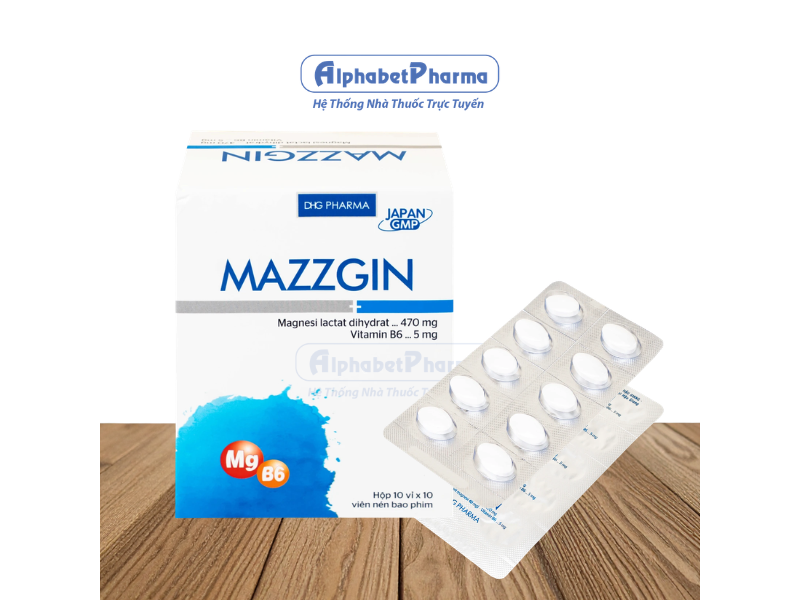 Thuốc điều trị các trường hợp thiếu magnesi Mazzgin DHG (10 vỉ x 10 viên/hộp)