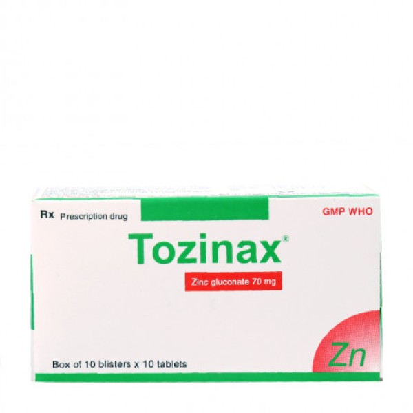 Thuốc bổ sung kẽm Tozinax 70mg (10 vỉ x 10 viên/hộp)
