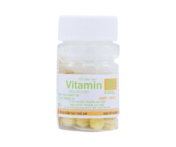 Thuốc điều trị viêm loét lưỡi, viêm loét giác mạc Vitamin B2 0.002g (100 viên/lọ)