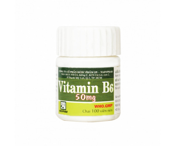 Thuốc bổ sung Vitamin B6 50mg Nadyphar (100 viên/chai)