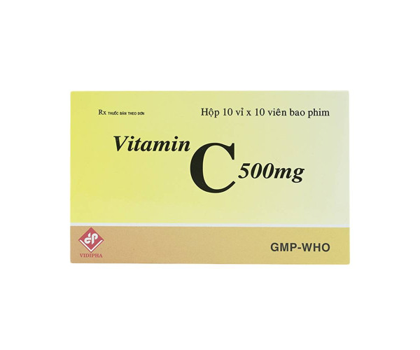 Thuốc bổ sung Vitamin C 500mg Vidipha tablet (10 vỉ x 10 viên/hộp)