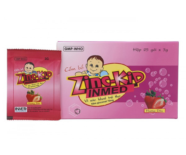 Thuốc cốm bổ sung kẽm cho trẻ em hương Dâu Zinc-Kid Inmed (25 gói/hộp)