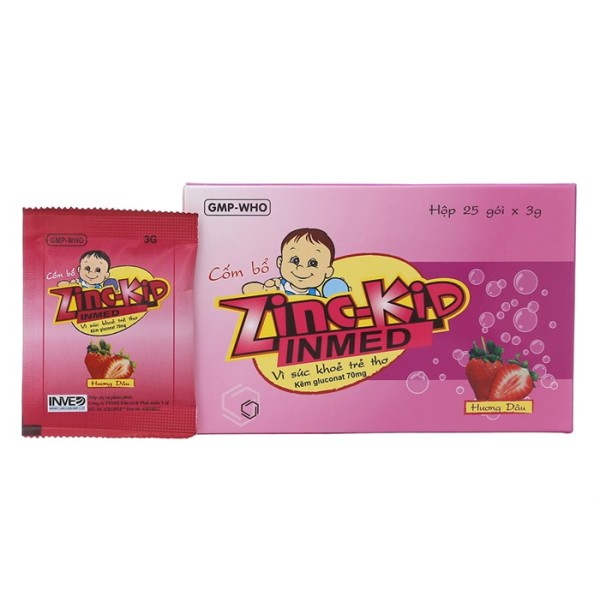 Thuốc cốm bổ sung kẽm cho trẻ em hương Dâu Zinc-Kid Inmed (25 gói/hộp)